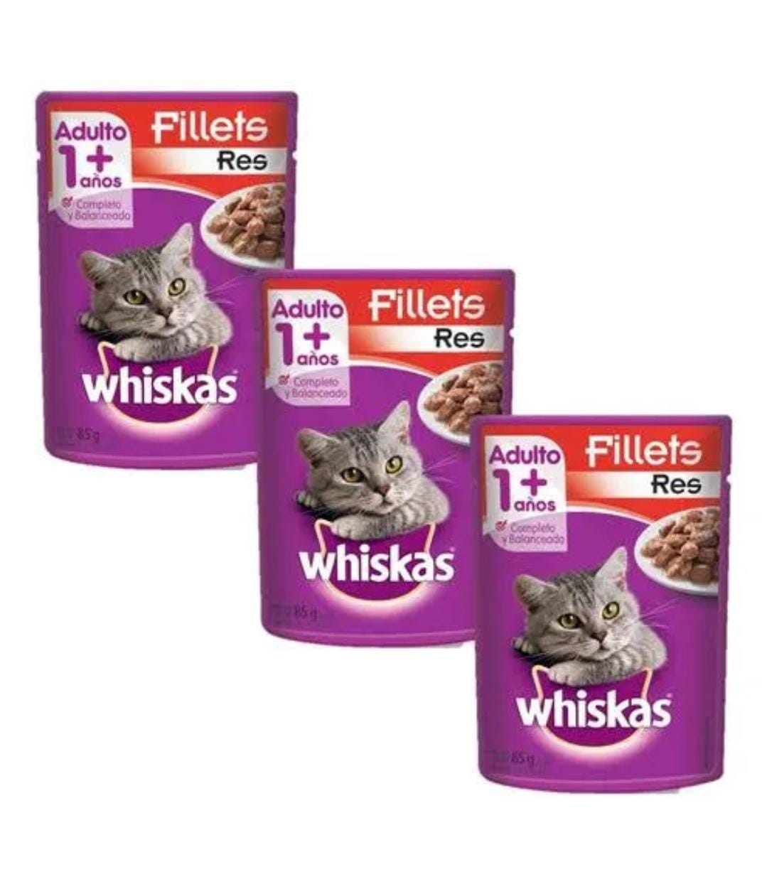 Whiskas- alimento húmedo res gato adulto  Caja *24 unidades