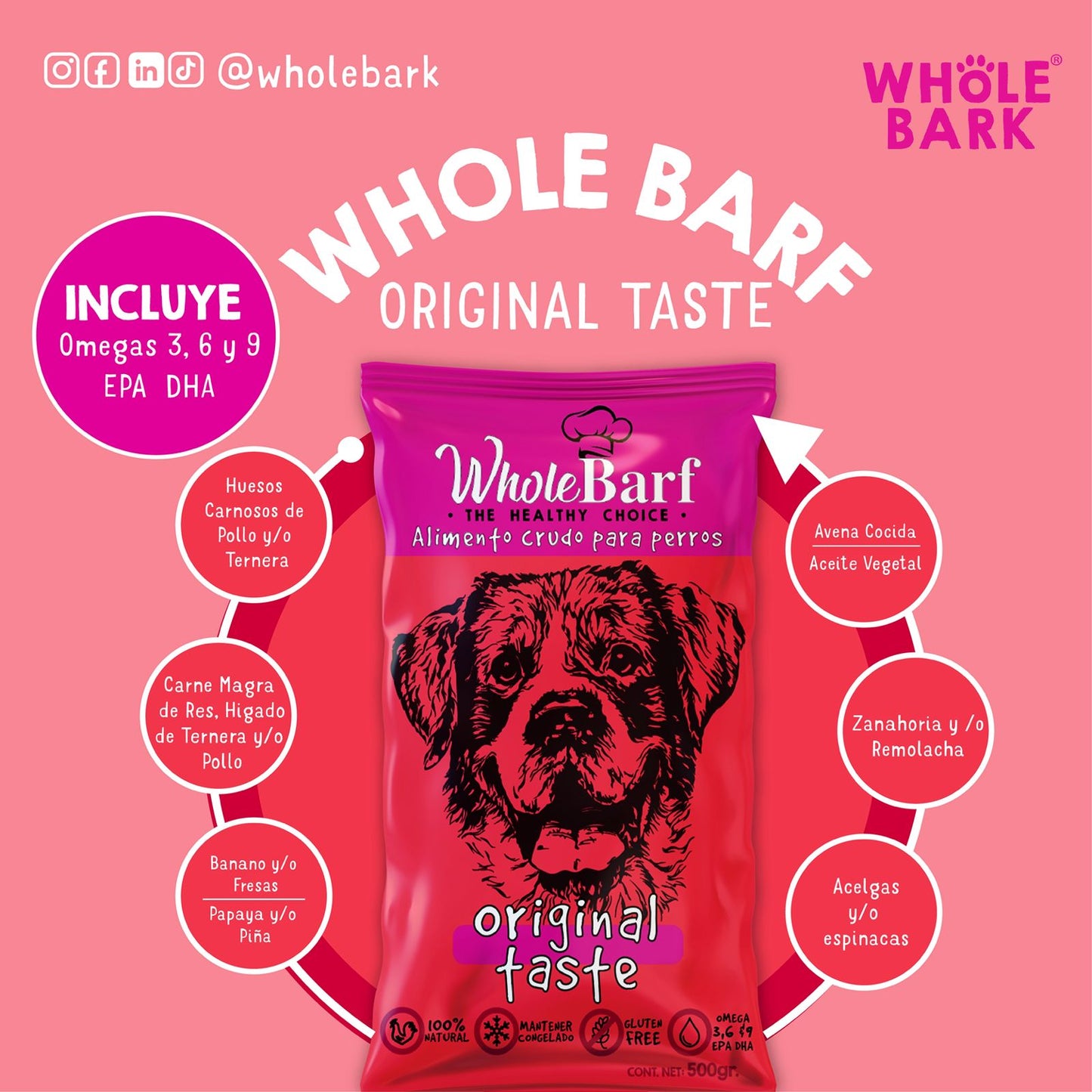 Whole Barf alimento natural para perros 500 g