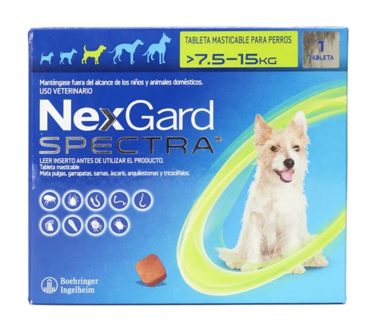 Nexgard Spectra 7,5-15 kg desparasitante de  pulgas y garrapatas para perros